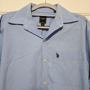 US Polo Assn Mens Light Blue Wrinkle Free Long Sleeve Button Shirt Size 15 15.5